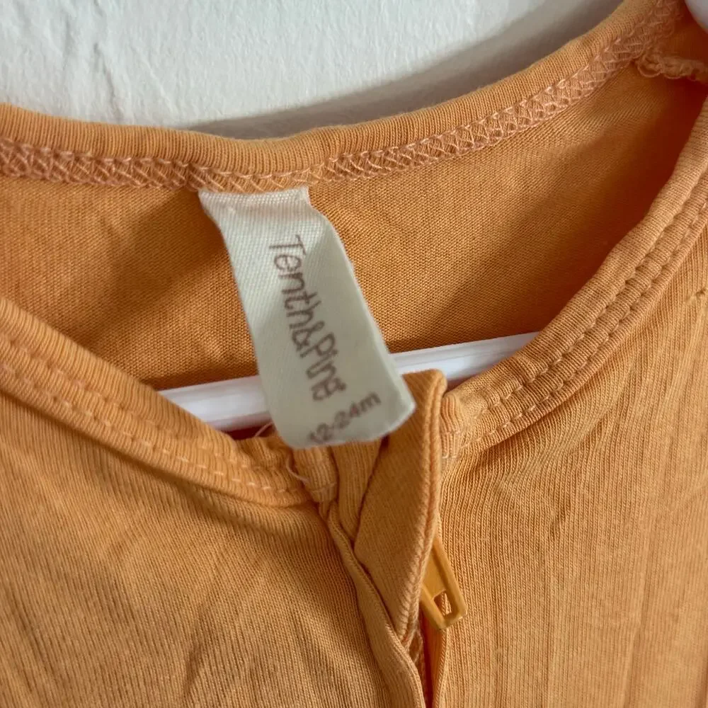 Tenth & Pine Orange Long Sleeve Zipper Footie Sleeper Size 12-24 Months Bamboo